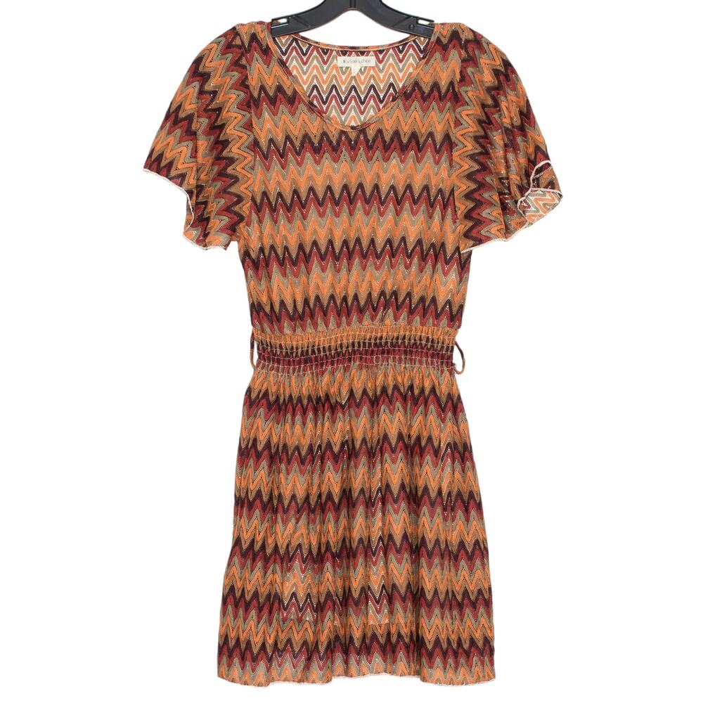 Rachael & Chloe Peasant Dress Chevron Retro Boho 70s Festival Southwestern Mod M